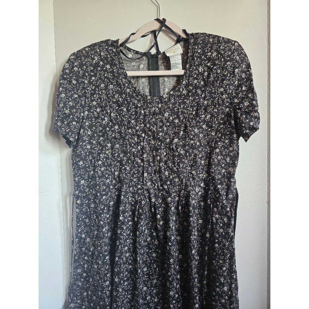 Vintage J.R. Bentley Floral Crinkle Rayon Midi Dress Cottagecore 90s Grunge